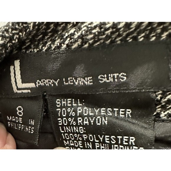 Larry Levine Pant Suit 2 Piece Set Size 8 Brown Tweed 2 Button Blazer Cuff Pant - Picture 8 of 9